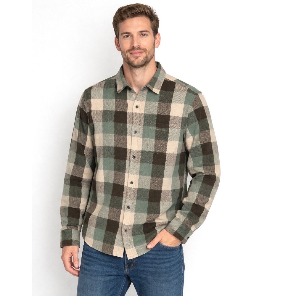 GAP Mens Plaid Flannel Shirt Long Sleeve Standard Fit Button Up Cotton‎ L 99-29